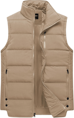 Chrisuno Men's Puffer Vest Casual Stand Collar Quilted Waistcoat Outdoor Padded Ski Vest Small Brown