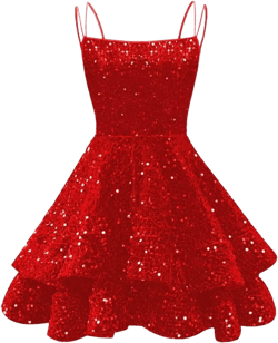 HUUTOE Spaghetti Straps Sequin Homecoming Dresses for Teens Sparkly Tiered Short Prom Dress 2025 Mini Cocktail Party Gown Red 8