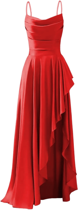 YOFF Spaghetti Straps Bridesmaid Dress Long with Slit Ruffles A-Line Prom Dress Pleated Satin Formal Dresses YO073 Red 20 Plus