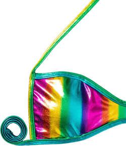 Rainbow Multi Metallic Micro Halter Cheeky Sexy 2Pc Swimsuit Set