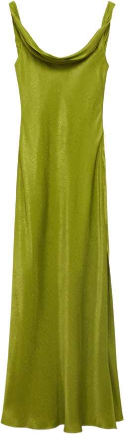 Textured dress with draped neckline