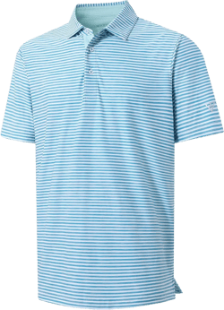 M MAELREG Golf Polo Shirts for Men Short Sleeve Dry Fit Striped Performance Moisture Wicking Collared Casual Mens Golf Shirt Medium Bluebird White