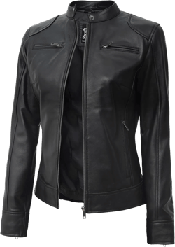 Blingsoul Real Leather Jacket Women - Cafe Racer Style Womens Leather Jackets Dodge - Black Jacket Small