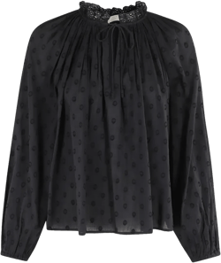 Ada puff-sleeve jacquard blouse