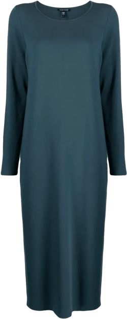 crew-neck shift midi dress