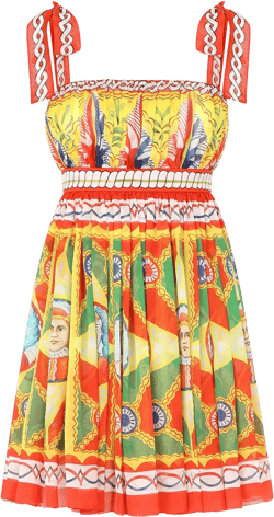 Carretto-print chiffon minidress