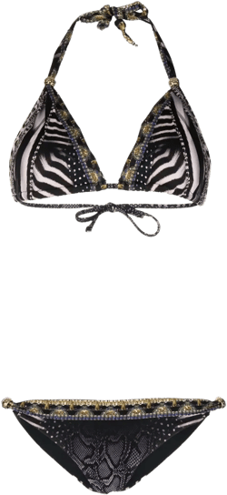 animal-print halterneck bikini
