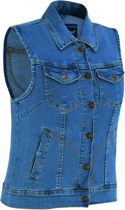 DM  Women's Blue Denim Snap Front Vest