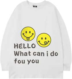 Men Long Sleeve Shirt Cartoon Pattern Printed Long Sleeve T-shirt Men and Women Couple Hip Hop