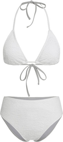 Texture V-neck Knotted Halter Cheeky Bikini Set