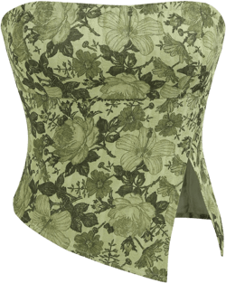 Jacquard Floral Split Tube Top