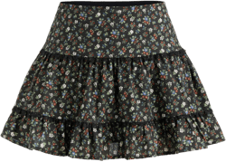 100% Cotton Mid Rise Floral Lace Ruffle Mini Skirt