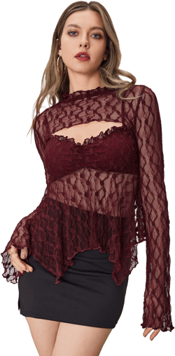 Floral Lace Cut Out Long Sleeve Top