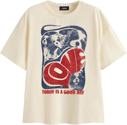 Today Is A Good Day Round Neckline Graphic Oversized Tee