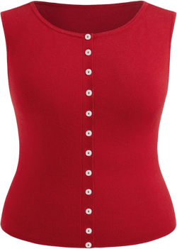 Knit Round Neckline Button Through Vest Curve & Plus