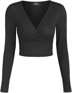 Solid V-neck Crop Top