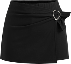 Mid Rise Heart Rhinestone Skort