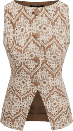 100% Cotton V-neck Floral Split Waistcoat