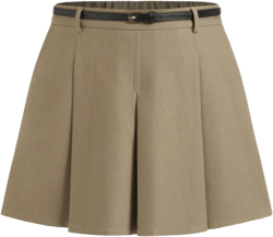 Mid Rise Pleated Mini Skirt With Belt Curve & Plus