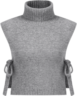 Wool-blend Turtleneck Solid Knotted Crop Tank Top