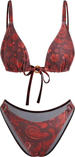 O-Ring Floral Bracelet Cheeky Bikini Swimsuit