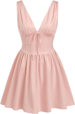 Satin V-neck Ruffle Knotted Corset Mini Dress