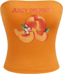 Juicy Delight Peach Graphic Crop Bandeau Top