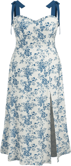 Floral Knotted Split Midi Dress Curve & Plus