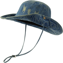 FRAYED-EFFECT EMBROIDERED COWBOY HAT