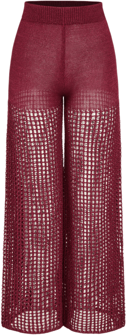 Mid Rise Solid Knitted Straight Leg Trousers