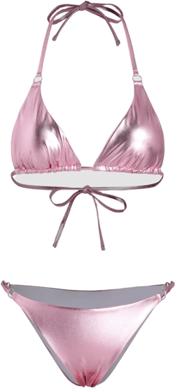 Faux Leather Metallic Triangle Bikini Swimsuit