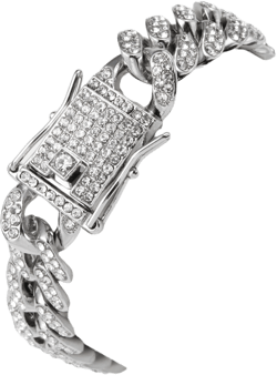 RHINESTONE WOVEN CHUNKY  CUBAN  LINK CHAIN BRACELET