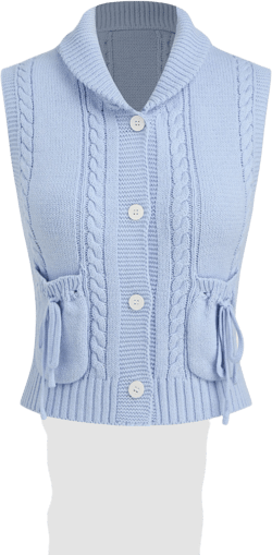 Cotton-blend Collar Solid Pocket Knotted Vest