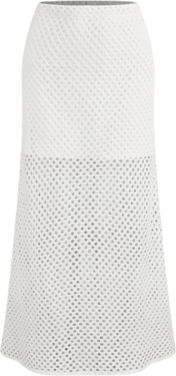 Mid Rise Solid Hollow Out Split Maxi Skirt
