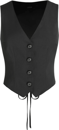 V-neck Button Tie Back Crop Vest