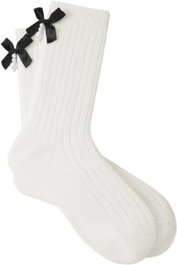 Bowknot Decor Thick Warm Ankle Socks 