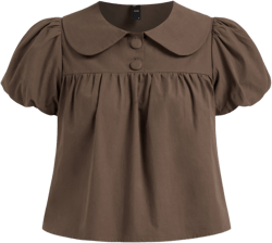 100% Cotton Peter Pan Collar Puff Sleeve Shirt