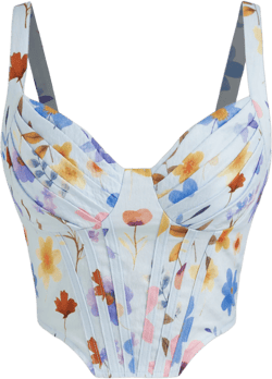 Color Floral Corset Tank Crop Top