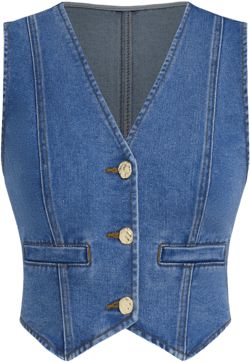 Stretch Denim V-neck Crop Vest