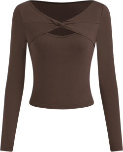 V-neck Twist Cut Out Long Sleeve Top