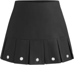 Woven Mid Rise Pleated Mini Skirt Curve & Plus