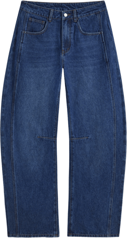 Denim Low Rise Pocket Barrel-leg Jeans