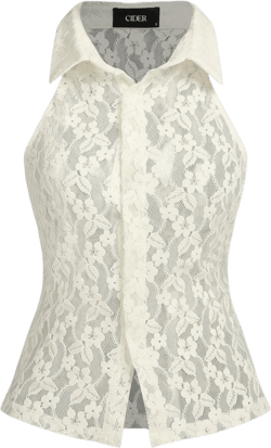 Lace Collar Floral Crop Top 