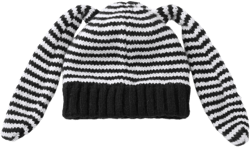 STRIPED RABBIT EAR KNITTED BEANIE HAT