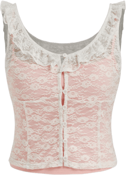 Lace U-neckline Lettuce Trim Crop Tank Top & Cami Top 