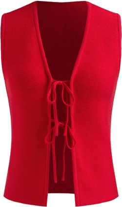Knitted V-neck Solid Tie Front Knotted Vest