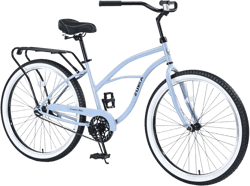 RISOKEYS Women's Beach Bike - 26"Inch Steel Frame Single Speed Bicycles,Wide Wheels for Stability,Rear Coaster Brakes,Blue