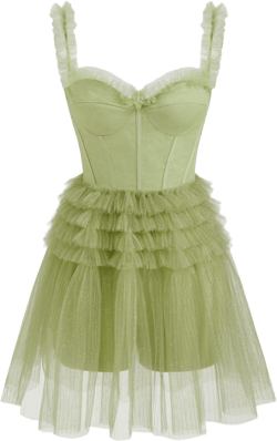 Tulle Sweetheart Solid Corset Layered Mini Dress