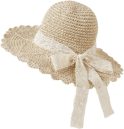 LACE BOWKNOT STRAW HAT