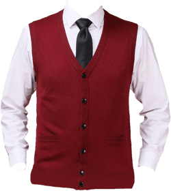 Mens Sleeveless Cardigan Vest V-Neck Wool Blend Knitted Sweater Vests Middle-aged And Elderly Casual Fit Cardigans Suits Vest (Red,X-Large)